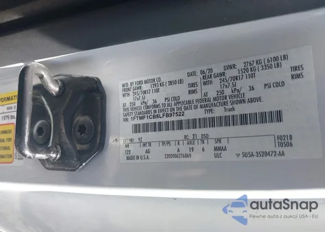 2020 Ford F-150 Xl из США, поврежденный, VIN 1FTMF1CB8LFB97522